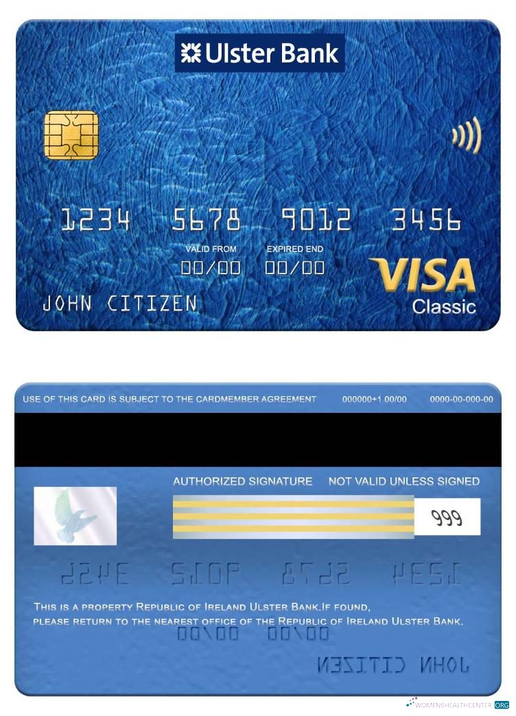 Download Republic of Ireland Ulster Bank visa classic card Photoshop template